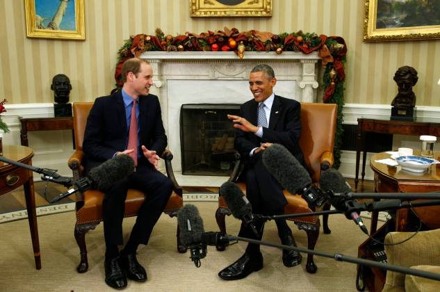 U.S. President Barack Obama meets Britain's Prince William in the Oval Office of the White House in Washington