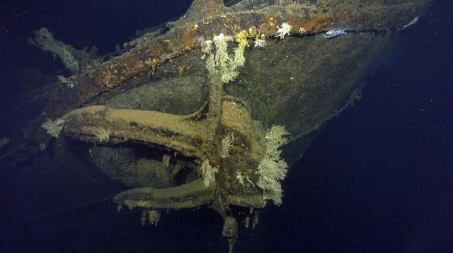 Fotografía facilitada por el cofundador de Microsoft Paul G. Allen que muestra una de las dos anclas de 15 toneladas de la nave nipona Mushashi, uno de los mayores buques de la historia naval que se hundió durante la Segunda Guerra Mundial, localizada en aguas filipinas. El multimillonario estadounidense Paul Gardner Allen, cofundador de Microsoft, ha encontrado los restos de la nave que se hundió durante la contienda entre Estados Unidos y Japón por el control de Filipinas, que había sido tomada por los segundos poco después del ataque japonés a la base estadounidense de Pearl Harbour, en 1941. EFE/Paul G. Allen 