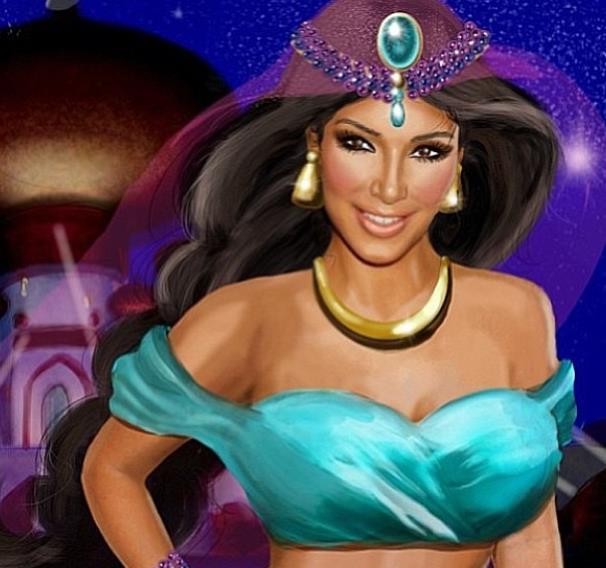 Retratan a Kim Kardashian como Jasmine de Aladdin (Foto + Qué parecido)