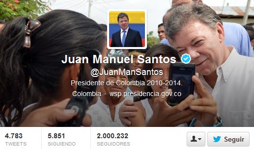 Santos alcanza los dos millones de seguidores en Twitter