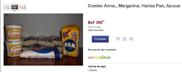 Insólito: Combito carísimo de la cesta básica de venta en una página de Internet (Foto)