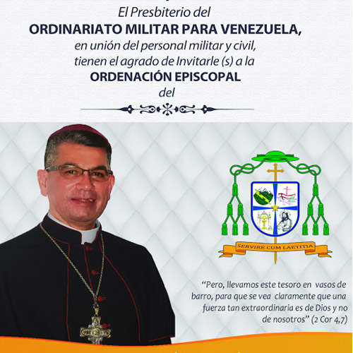 Hoy será ordenado el nuevo Obispo del Ordinariato Militar de Venezuela