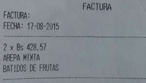 ¿Sentados?… El “precio susto” de dos arepas y un batido en Araure