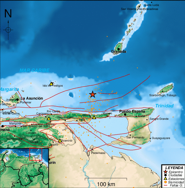 Sismo de magnitud 2.7 al norte de Guiria