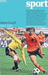 The Guardian homenajeó a Johan Cruyff con una foto de Rob Rensenbrink