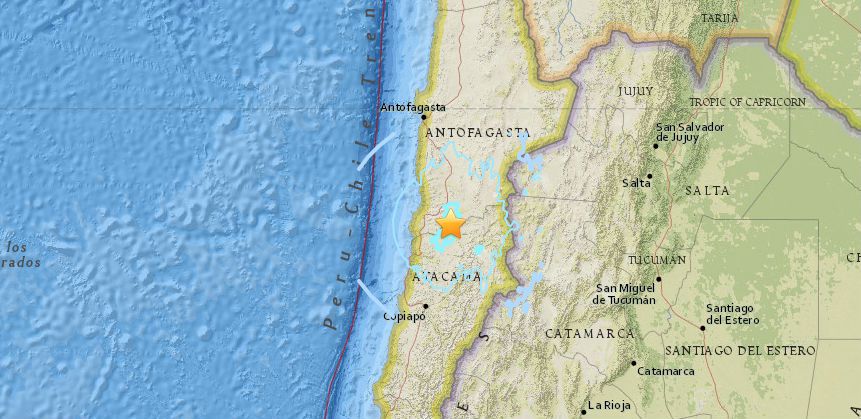 Temblor de 5,1 grados de magnitud sacude dos regiones del norte de Chile