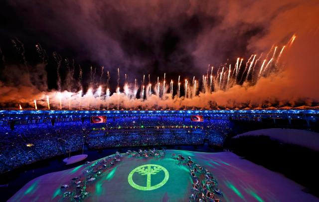 2016 Rio Olympics - Opening ceremony - Maracana - Rio de Janeiro, Brazil - 05/08/2016. Fireworks explode during the opening ceremony     REUTERS/Fabrizio Bensch TPX IMAGES OF THE DAY FOR EDITORIAL USE ONLY. NOT FOR SALE FOR MARKETING OR ADVERTISING CAMPAIGNS.