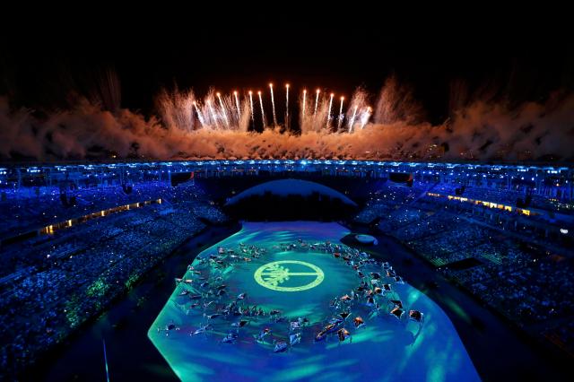 2016 Rio Olympics - Opening ceremony - Maracana - Rio de Janeiro, Brazil - 05/08/2016.  Fireworks explode during the opening ceremony.       REUTERS/Pawel Kopczynski  FOR EDITORIAL USE ONLY. NOT FOR SALE FOR MARKETING OR ADVERTISING CAMPAIGNS.