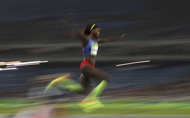 2016 Rio Olympics - Athletics - Final - Women's Triple Jump Final - Olympic Stadium - Rio de Janeiro, Brazil - 14/08/2016.   Caterine Ibarguen (COL) of Colombia competes. REUTERS/Phil Noble  FOR EDITORIAL USE ONLY. NOT FOR SALE FOR MARKETING OR ADVERTISING CAMPAIGNS.