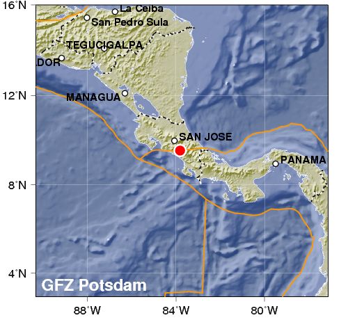 Sismo de magnitud 5,4 sacudió el Pacífico y centro de Costa Rica