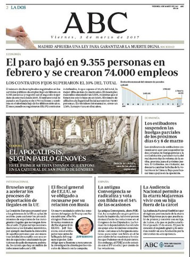 Portadas de la prensa internacional de este viernes 3 de marzo