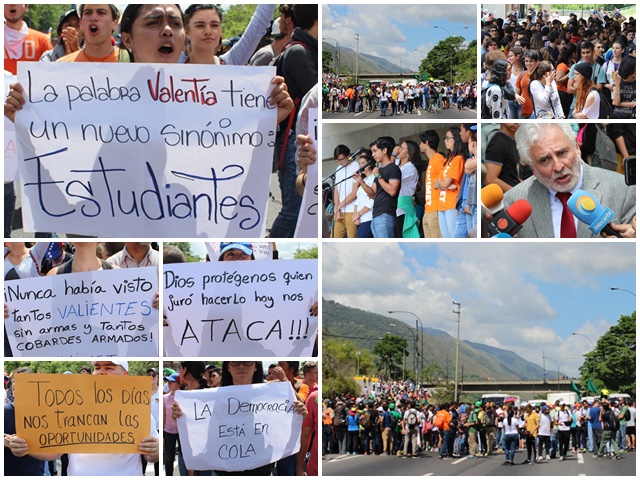 Composición de la marcha estudiantil en la Unimet