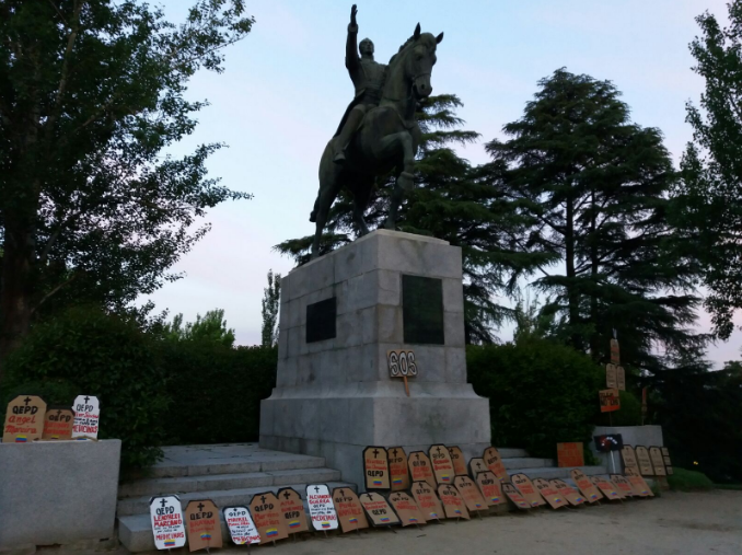 Así amaneció la plaza Bolívar de Madrid en homenaje a los caídos de Venezuela