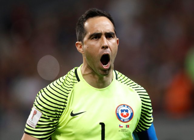 Soccer Football - Portugal v Chile - FIFA Confederations Cup Russia 2017 - Semi Final - Kazan Arena, Kazan, Russia - June 28, 2017 Chile’s Claudio Bravo celebrates saving from Portugal’s Ricardo Quaresma during the penalty shootout REUTERS/Carl Recine