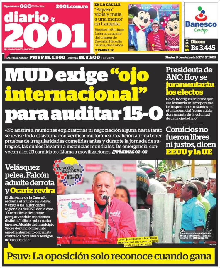 Portadas de este martes 17 de octubre de 2017