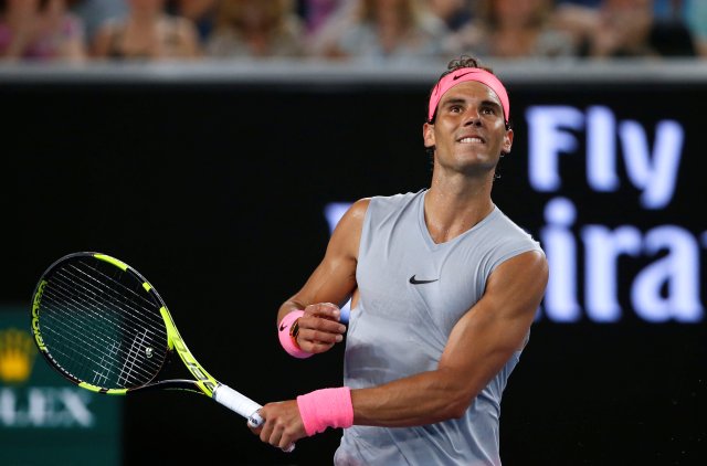 Tennis - Australian Open - Margaret Court Arena, Melbourne, Australia, January 19, 2018. Spain's Rafael Nadal celebrates winning his match against Bosnia and Herzegovina's Damir Dzumhur. REUTERS/Toru Hanai TPX IMAGES OF THE DAY