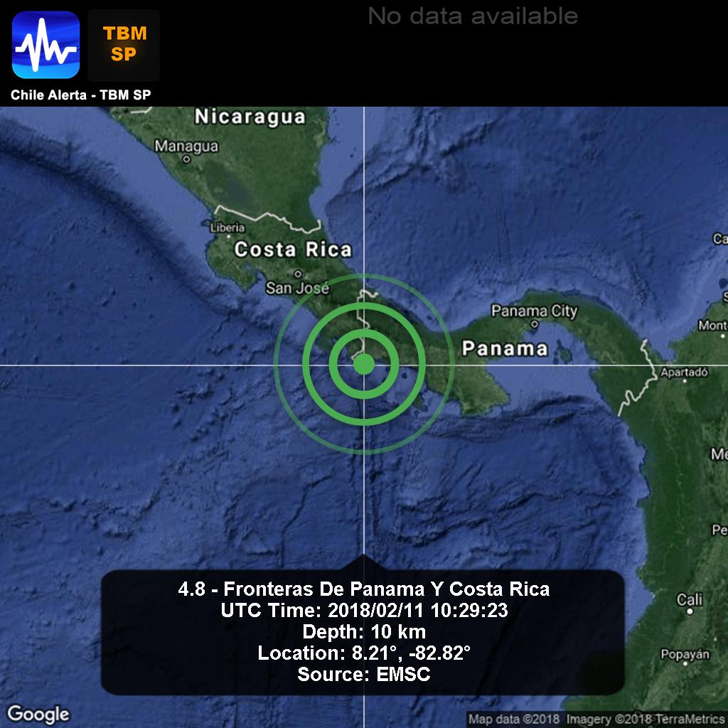 Sismo de magnitud 5,2 sacude la zona fronteriza de Costa Rica y Panamá