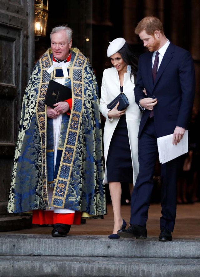 Britain's Prince Harry and his fiancee Meghan Markle leave after attending the Commonwealth Service at Westminster Abbey in London, Britain, March 12, 2018. REUTERS/Peter Nicholls