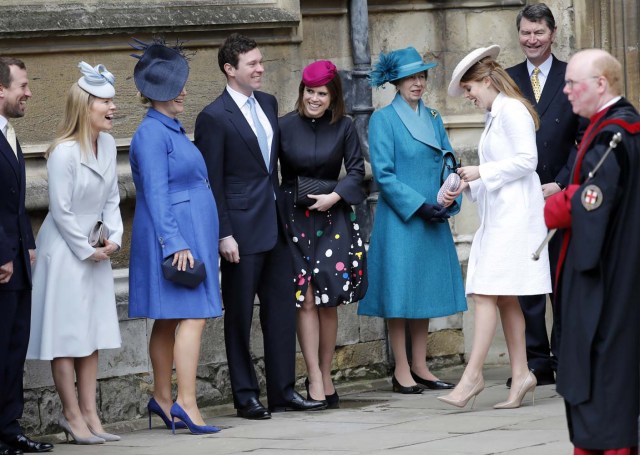 Britain's Princess Eugenie and other members of Britain's royal family arrive for the annual Easter Sunday service at St George's Chapel at Windsor Castle in Windsor, Britain, April 1, 2018. Tolga Akmen/Pool via Reuters