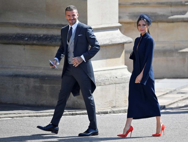 David and Victoria Beckham arrive to the wedding of Britain's Prince Harry to Meghan Markle in Windsor, Britain, May 19, 2018. REUTERS/Toby Melville/Pool