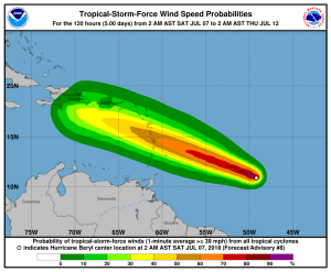 Beryl se degrada a tormenta tropical