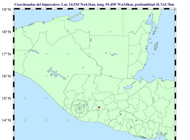 Registran sismo de magnitud 4,4 en Guatemala