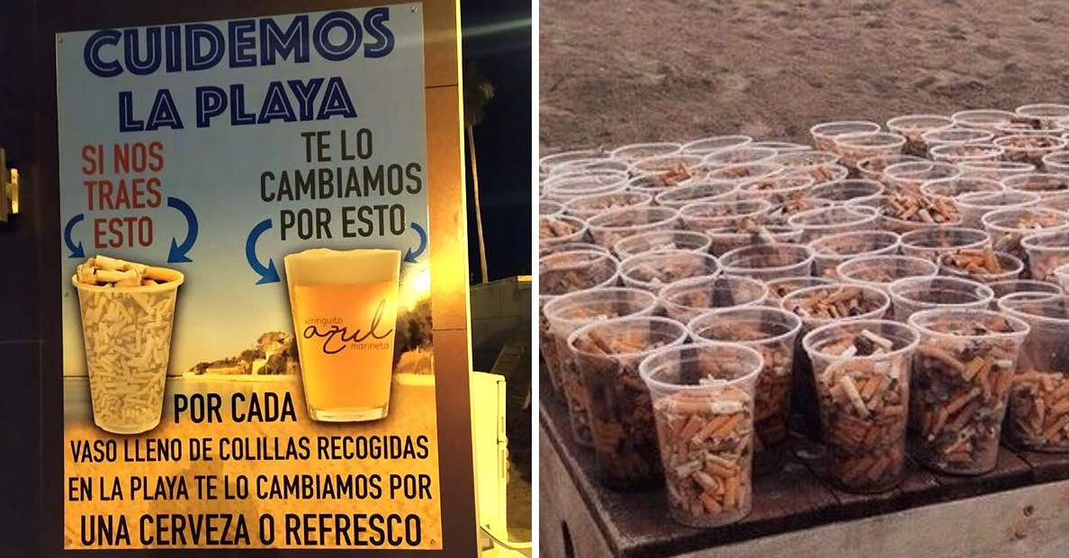 ¡Ofertón! En esta playa dan un vaso de cerveza a quien entregue uno con colillas de cigarrillos