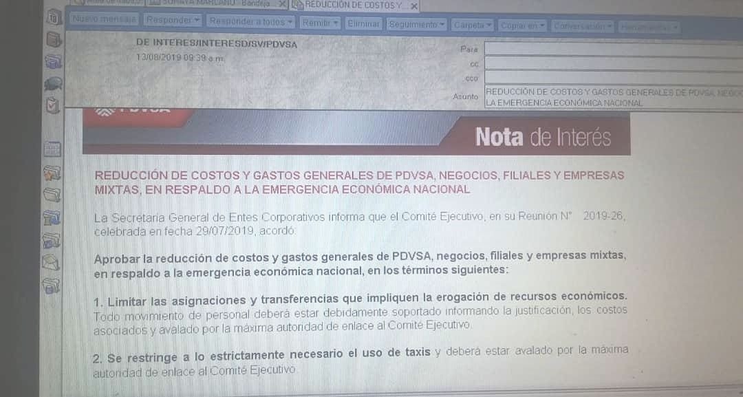 PDVSA ordena “austeridad” a trabajadores que ya sufren malas condiciones laborales