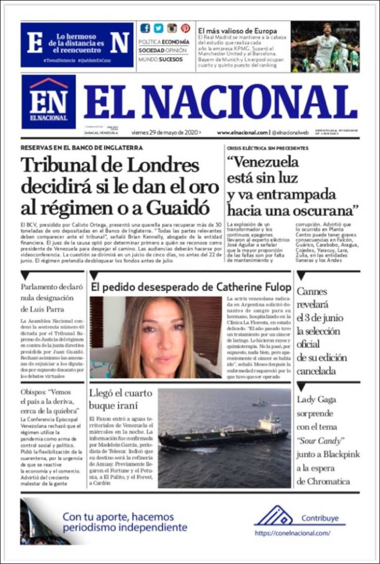 Portadas de este viernes 29 de mayo de 2020