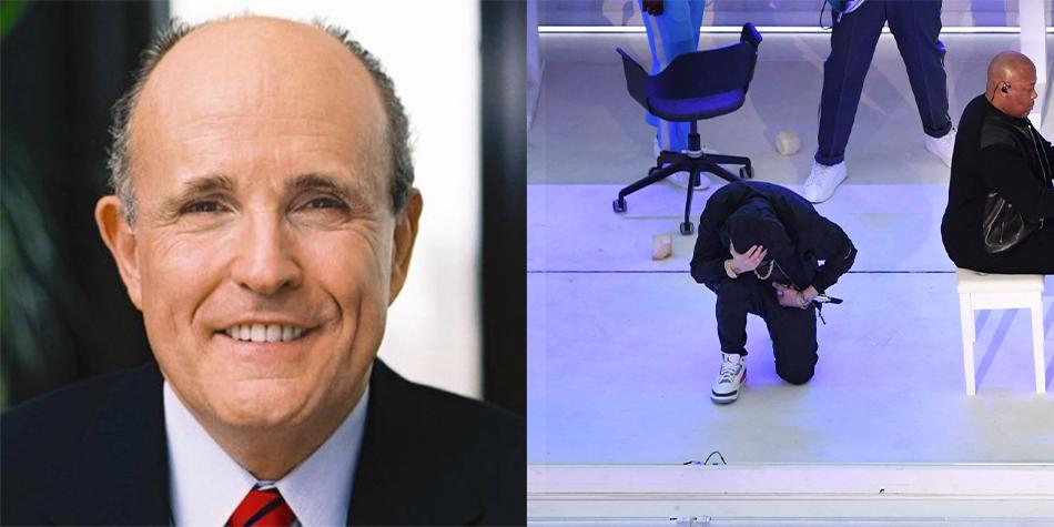 Rudi Giuliani atacó a Eminem por arrodillarse en el show del rapero en el Super Bowl