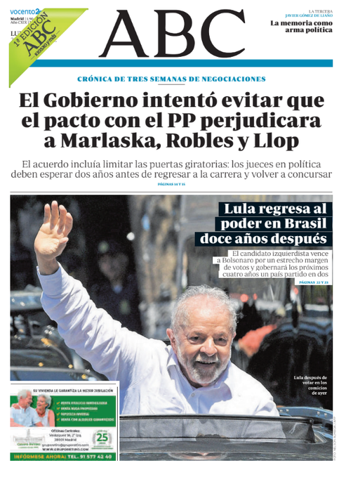 Portadas de la prensa internacional de este lunes 31 de octubre de 2022