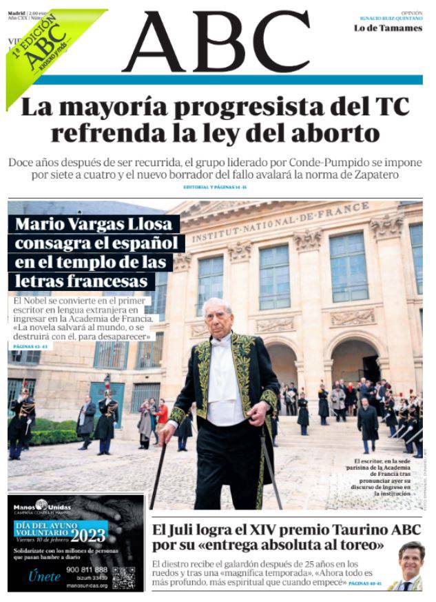 Portadas de la prensa internacional de este viernes 10 de febrero de 2023