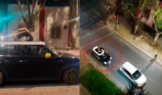 Venezolana se subió al techo de su auto en Chile para evitar que lo robaran y se llevó horrible golpe (VIDEO)