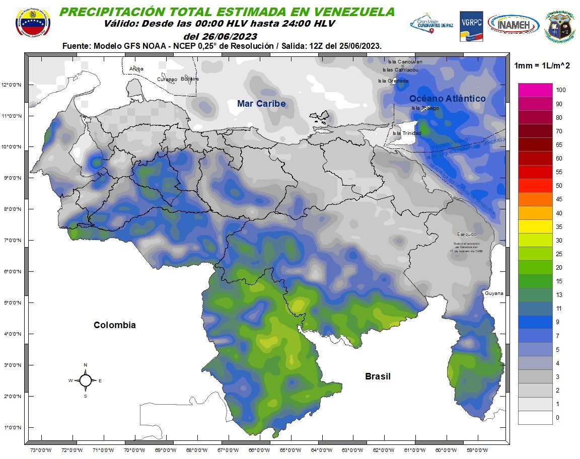 Lluvias y ráfagas de viento: el estado del tiempo en Venezuela este #26Jun, según Inameh