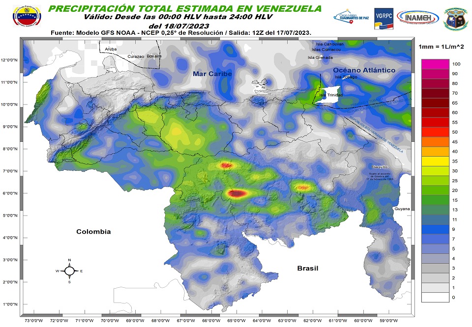 Inameh prevé ráfagas de viento en algunos estados de Venezuela este #18Jul