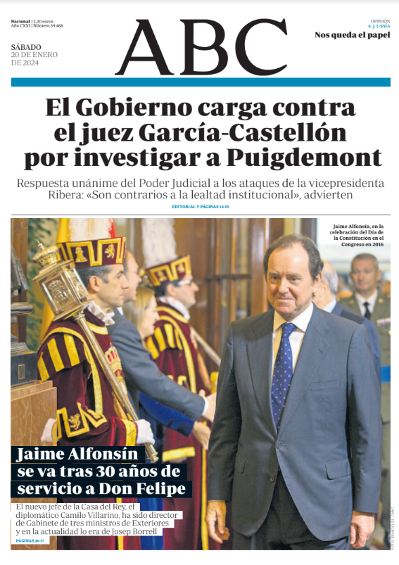 Portadas de la prensa internacional de este sábado 20 de enero de 2024