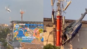EN VIDEO: El momento exacto en que helicóptero se desploma contra un edificio en Medellín
