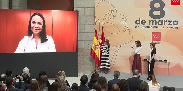 Comunidad de Madrid y Díaz Ayuso reconocen a María Corina Machado en el Día Internacional de la Mujer